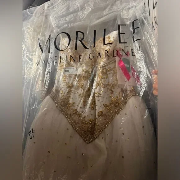 MORILEE PROM & SWEET 16 DRESS STYLE :42081 in color WHITE/GOLD MORILEE PROM & SWEET 16 DRESS STYLE :42081 in color WHITE/GOLD